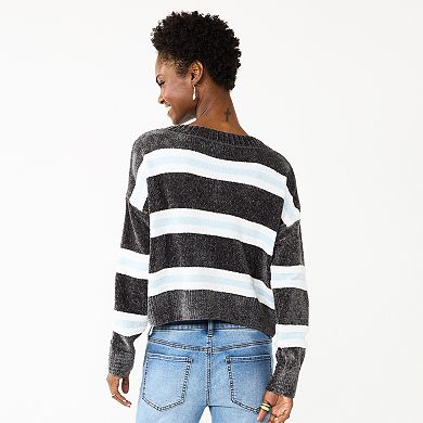 Juniors' SO® V-Neck Chenille Pullover Sweater