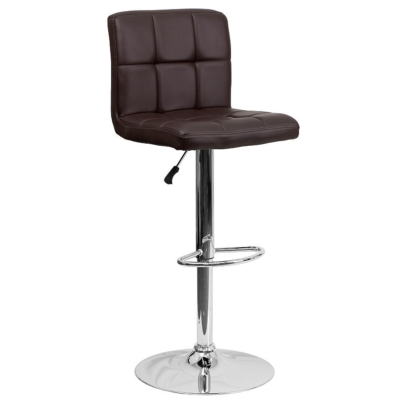 Flash Furniture Contemporary Quilted Adjustable Height Bar Stool, Brown
