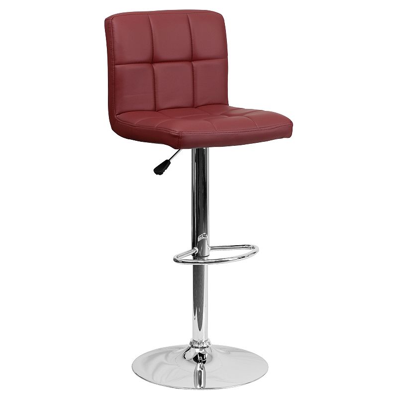 Flash Furniture Contemporary Quilted Adjustable Height Bar Stool, Red