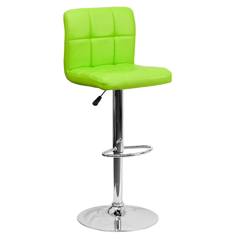 Flash Furniture Contemporary Quilted Adjustable Height Bar Stool, Green