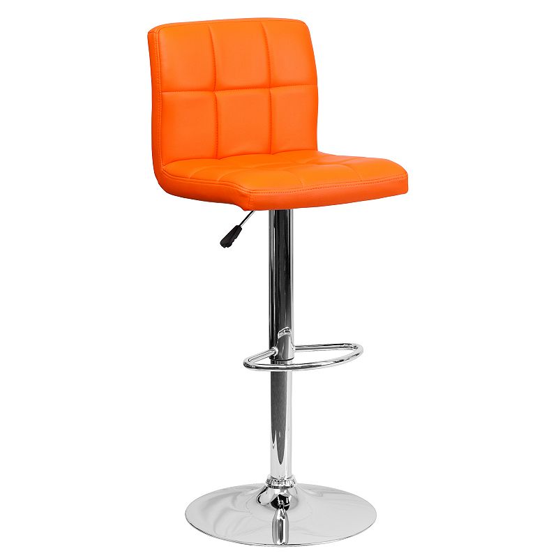 Flash Furniture Contemporary Quilted Adjustable Height Bar Stool, Orange