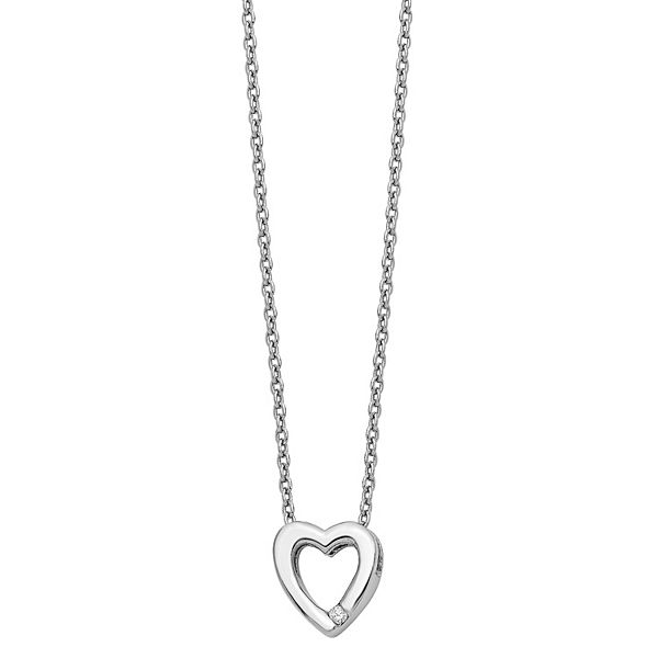 White Ice Sterling Silver Diamond Accent Heart Necklace