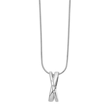 White Ice Sterling Silver Diamond Accent Crossover Necklace