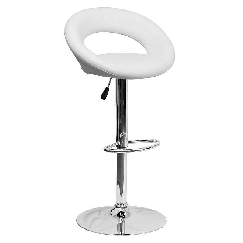 Flash Furniture Contemporary Orbit Adjustable Height Bar Stool, White