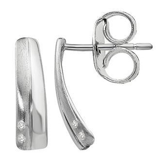 White Ice Satin & Polished Diamond Accent Earrings