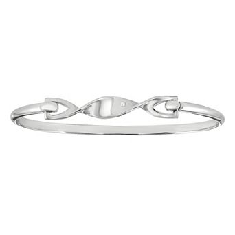 White Ice Sterling Silver Diamond Accent Twist Bangle Bracelet