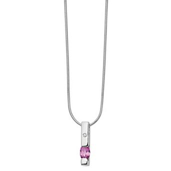 White Ice Sterling Silver Diamond Accent & Pink Tourmaline Necklace