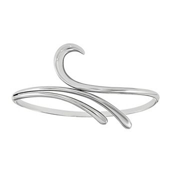 White Ice Sterling Silver Diamond Accent Swirl Bangle Bracelet