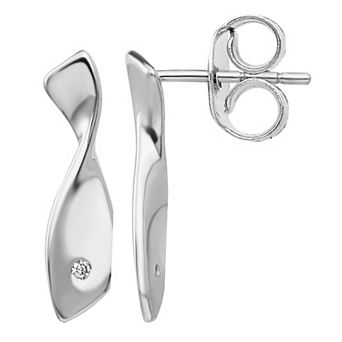 White Ice Sterling Silver Diamond Accent Twisted Post Earrings