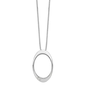 White Ice Sterling Silver Diamond Accent Open Oval Necklace