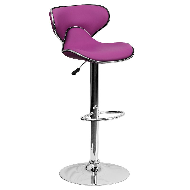 Flash Furniture Contemporary Mid-Back Adjustable Height Bar Stool, Purple