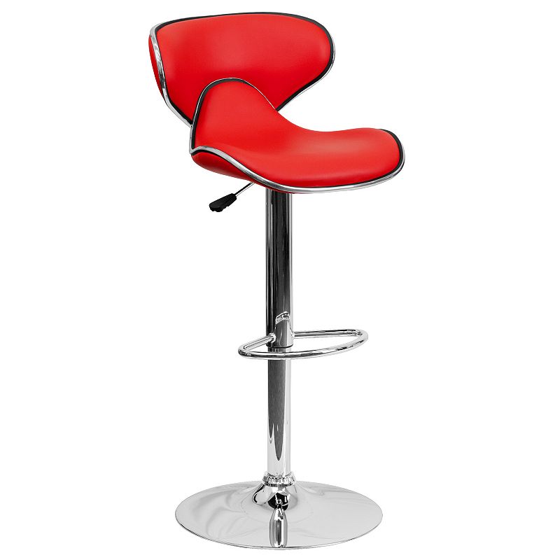 Flash Furniture Contemporary Mid-Back Adjustable Height Bar Stool, Red