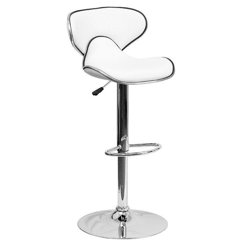 Flash Furniture Contemporary Mid-Back Adjustable Height Bar Stool, White