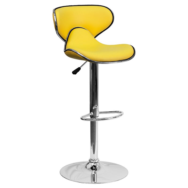Flash Furniture Contemporary Mid-Back Adjustable Height Bar Stool, Yellow