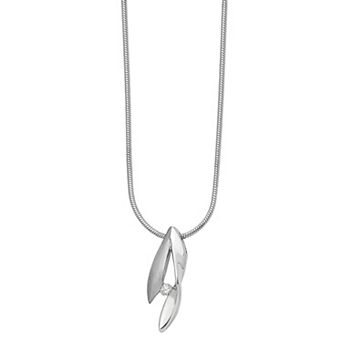 White Ice Sterling Silver Satin & Polished Diamond Accent Necklace