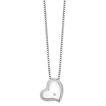White Ice Sterling Silver Diamond Accent Heart Necklace