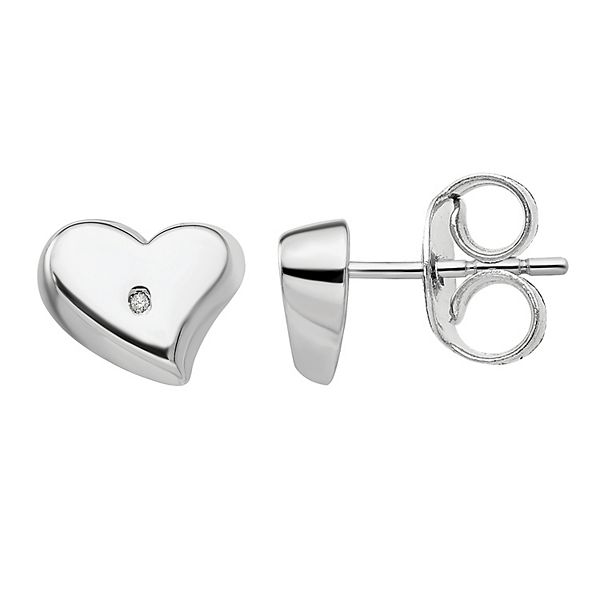 White Ice Sterling Silver Diamond Accent Heart Earrings