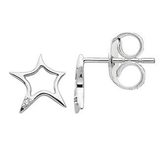 White Ice Sterling Silver Diamond Accent Star Post Earrings
