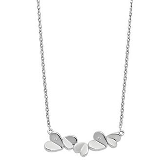 White Ice Sterling Silver Diamond Accent Hearts Necklace