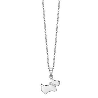 White Ice Sterling Silver Diamond Accent Dog Necklace