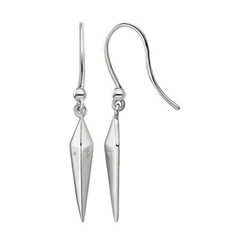 White Ice Sterling Silver Diamond Accent Long Drop Earrings