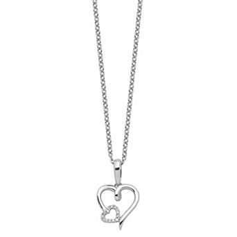 White Ice Sterling Silver Diamond Accent Hearts Necklace