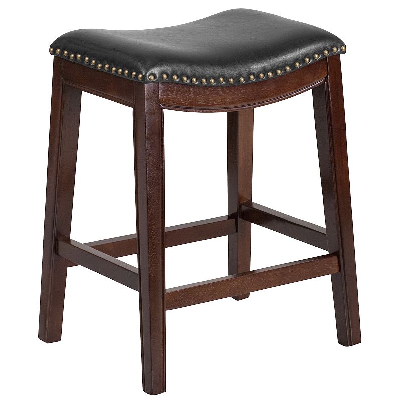 Flash Furniture Saddle Backless Counter Stool, Black