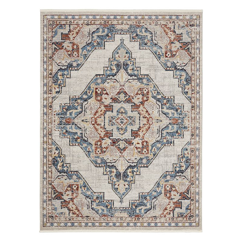 Nourison Geneva Traditional Medallion Fringe Indoor Rug, Multicolor, 5X7 Ft