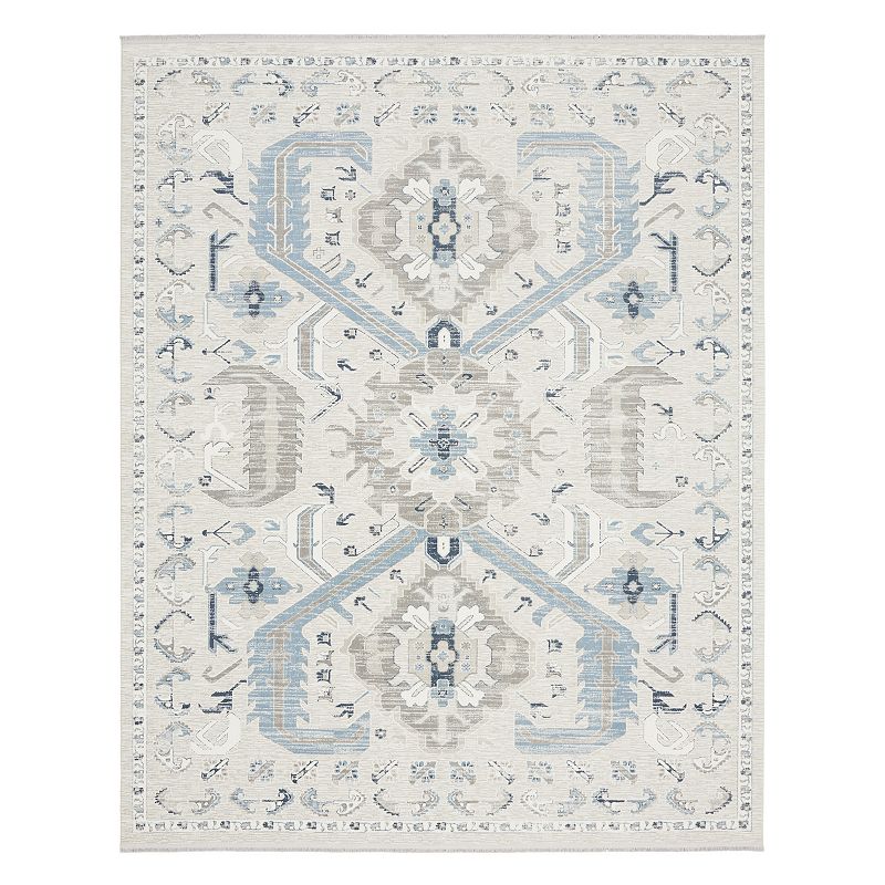 Nourison Lennox Traditional Blooming Fringe Indoor Rug, White, 8X10 Ft