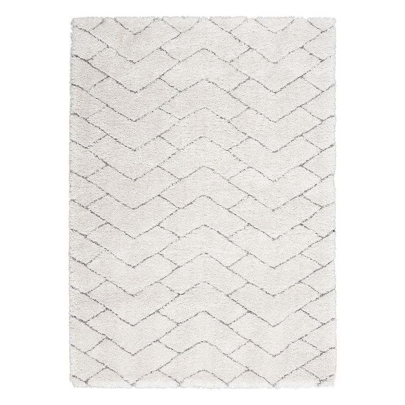 Nourison Luxurious Shag Arrow Indoor Rug, White, 5X7 Ft