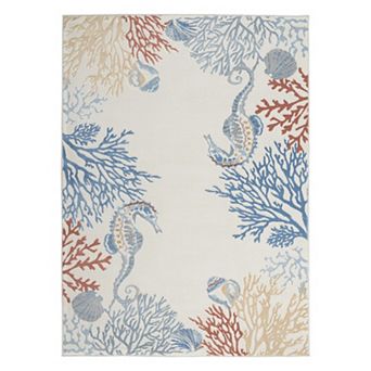 Nourison Pompeii Coral Bordered Indoor Rug