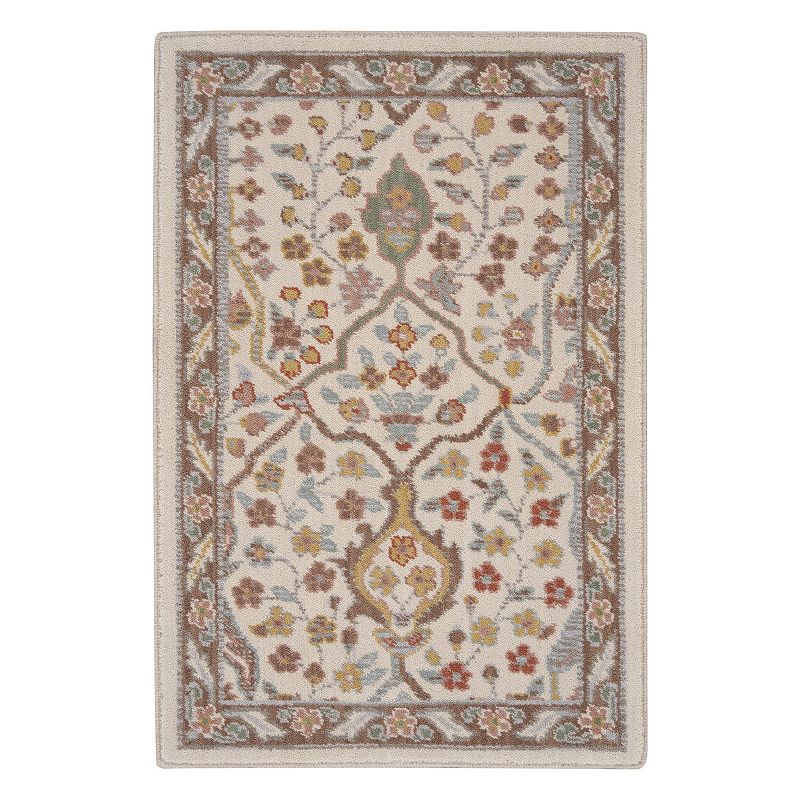 Nourison Parisa Blooming Botanical Wool Indoor Rug, Beig/Green, 5X7.5 Ft