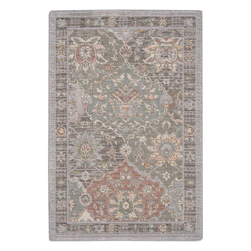 Nourison Parisa Floral Mosaic Wool Indoor Rug, Grey, 2X10 Ft