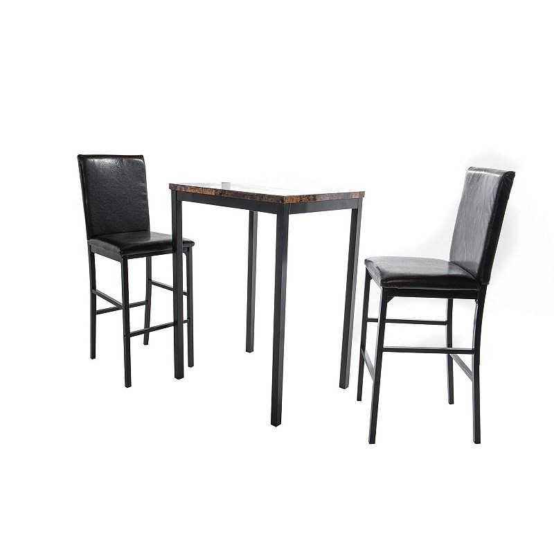 Della Counter Height Bistro Table & Chair 3-piece Set, Brown