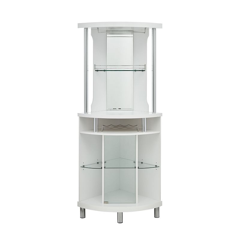 Modern Corner Bar Storage Cabinet, White