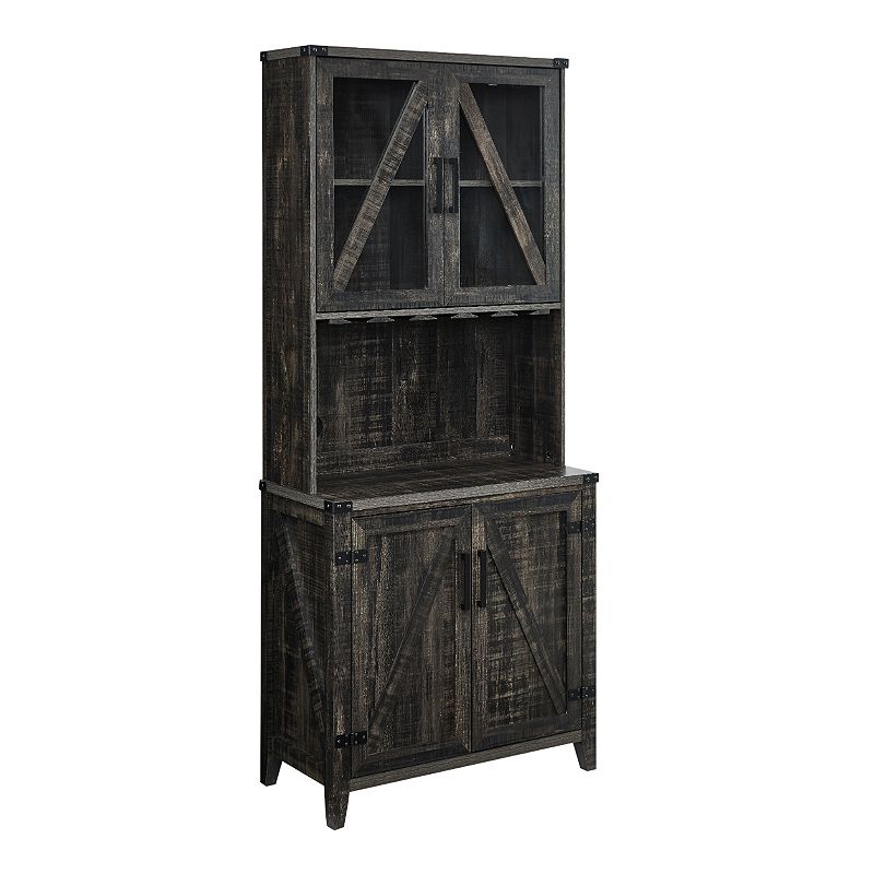 Rustic Bar Storage Cabinet, Black