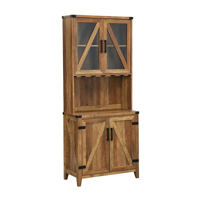 Rustic Bar Storage Cabinet, Beig/Green