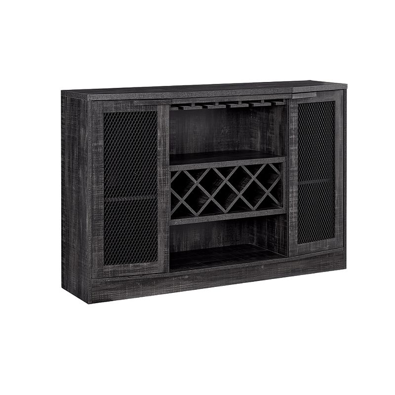 Curved Bar Server Storage Cabinet, Black