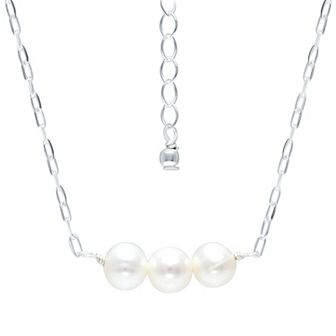 Aleure Precioso Sterling Silver Freshwater Cultured Pearl Chain Necklace
