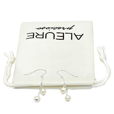 Aleure Precioso Sterling Silver Freshwater Cultured Pearl Chain Link Station Drop Earrings