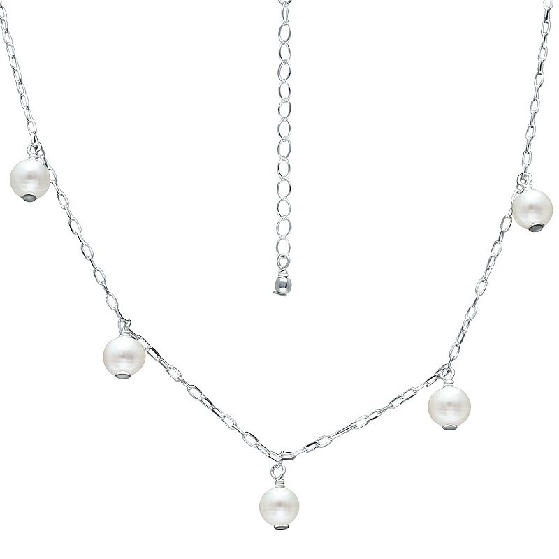 Aleure Precioso Sterling Silver Freshwater Cultured Pearl Drops Chain Neck