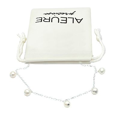 Aleure Precioso Sterling Silver Freshwater Cultured Pearl Drops Chain Necklace