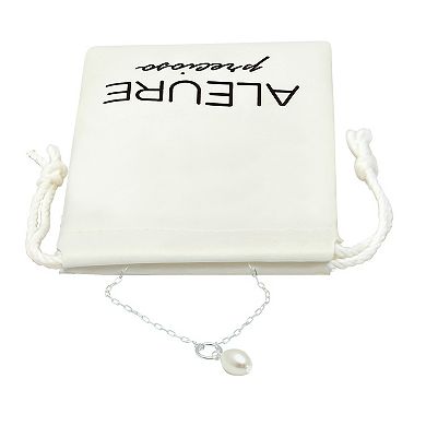 Aleure Precioso Sterling Silver Freshwater Cultured Pearl Drop Chain Necklace