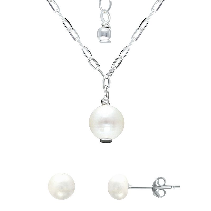 Aleure Precioso Sterling Silver Freshwater Cultured Pearl Chain Necklace &
