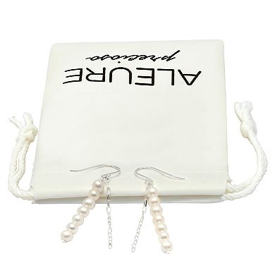 Aleure Precioso Sterling Silver Freshwater Cultured Pearl Paper Clip Chain Drop Earrings
