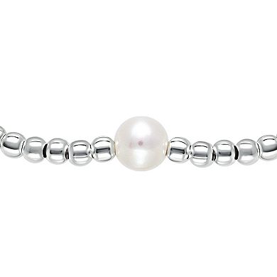 Aleure Precioso Sterling Silver Bead & Freshwater Cultured Pearl Stretch Bracelet