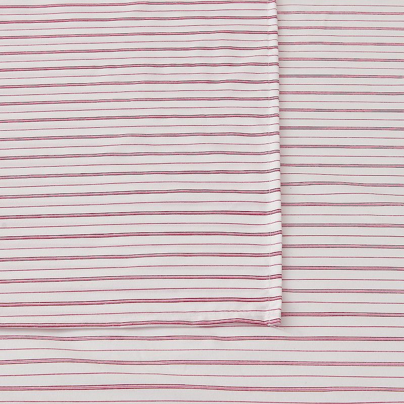 Great Bay Home Evette Striped Microfiber Sheet Set with Pillowcases, Red, K