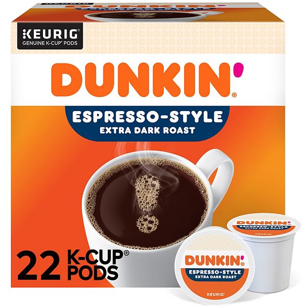 Dunkin Espresso Style Coffee Keurig® K Cup® Pods Extra Dark Roast Coffee 22 Count 3614