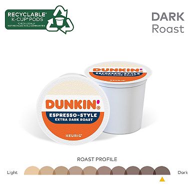Dunkin' Espresso Style Coffee, Keurig® K-Cup® Pods, Extra Dark Roast Coffee, 22 Count