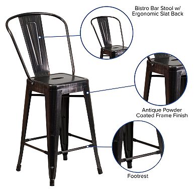 Flash Furniture Commercial Indoor / Outdoor Removable Back Counter Stool